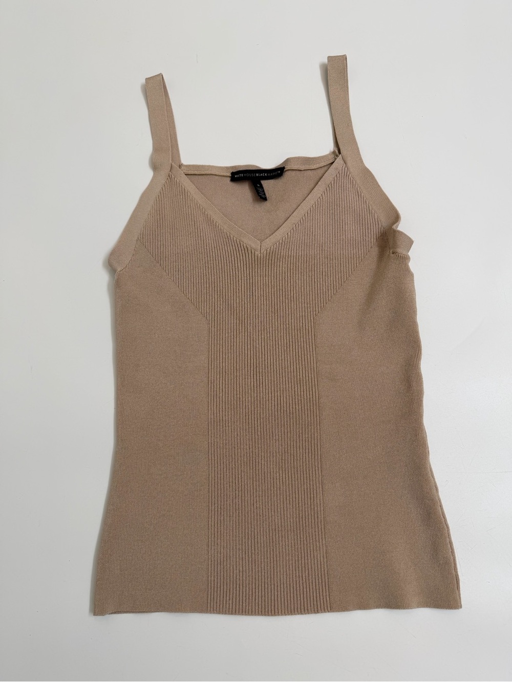White House Black Market Ribbed Sweater Knit Tank Top Taupe Beige Size Small